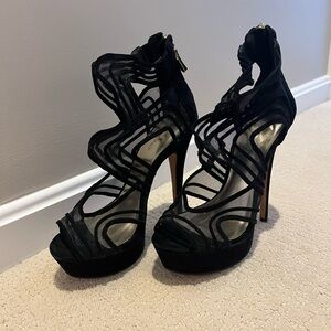 Black suede Bebe heels